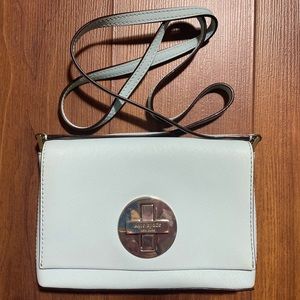 Kate Spade light blue / baby blue 100% leather crossbody bag with strap